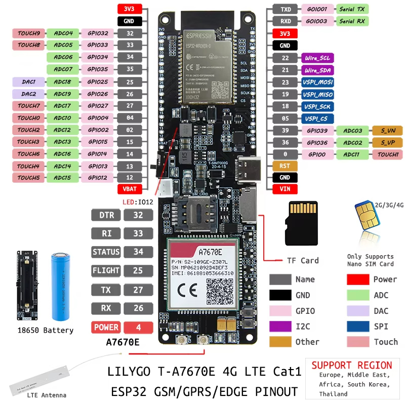 Scheda di sviluppo modulo LTE  - Esp32 Wifi Bluetooth Module recensione e prezzo